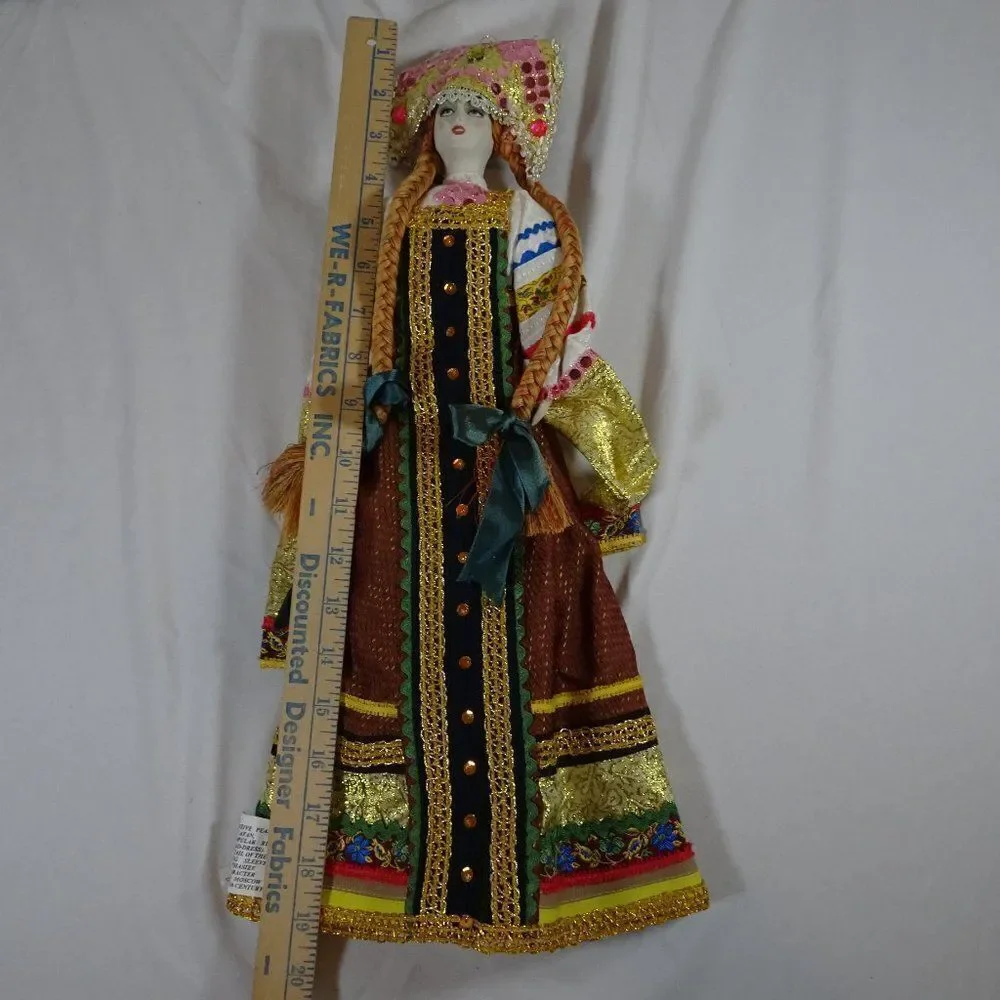 Russian Festive Peasant Costume Kokoshnik Doll